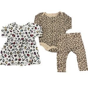 George Baby Leopard Animal Print Bundle of Dress and Leggings Bodysuit Set 6-12m